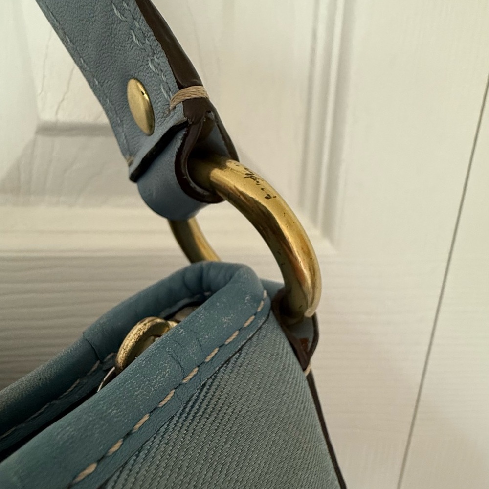 Coach Brown and Blue Monogram Shoulder Bag with Dust Bag and Coach Cleaner! - Picture 5 of 10